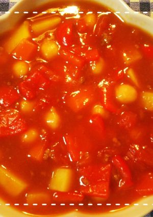 ルウで！ひよこ豆とピーマンのトマトカレー-レシピのメイン写真