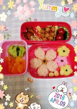 キャラ弁☆お花畑弁当♪-レシピのメイン写真