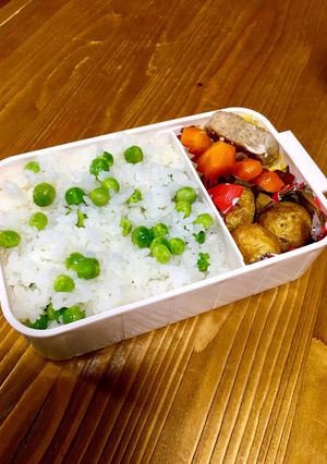 中学生女子 ウスイエンドウご飯弁当-レシピのメイン写真