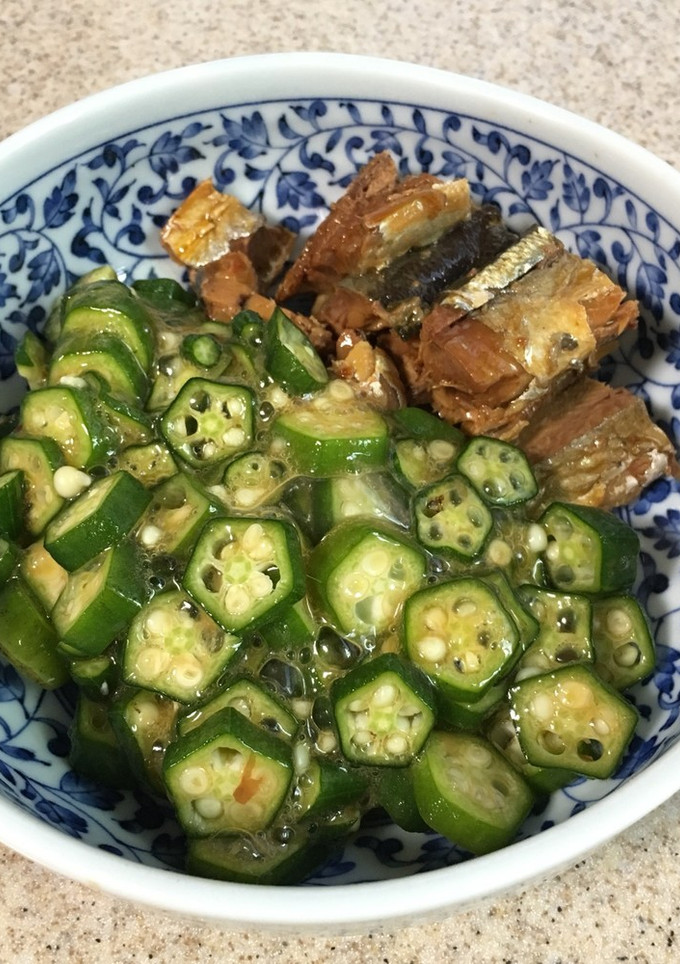 オクラとサンマの蒲焼き(缶詰め)-レシピのメイン写真
