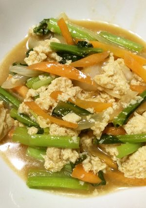 麻婆の素で冷凍豆腐と野菜の炒め物-レシピのメイン写真
