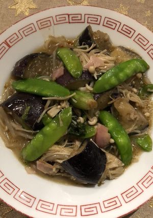 甘辛味噌茄子さやえんどうエノキもやし炒め-レシピのメイン写真