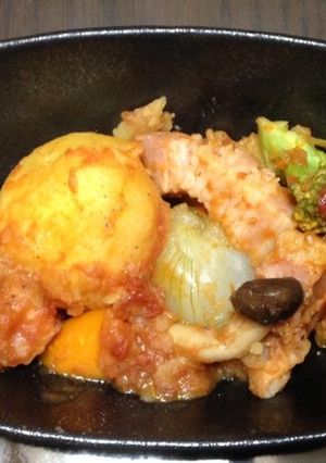 掘れたてジャガイモ、玉ねぎのトマト煮込み-レシピのメイン写真
