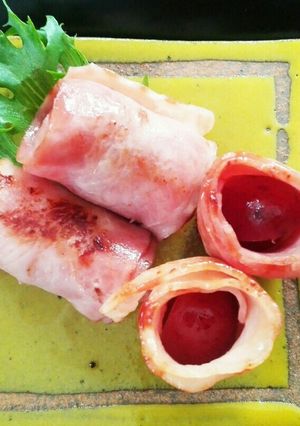 旬のチェリー、ベーコン巻き♪-レシピのメイン写真
