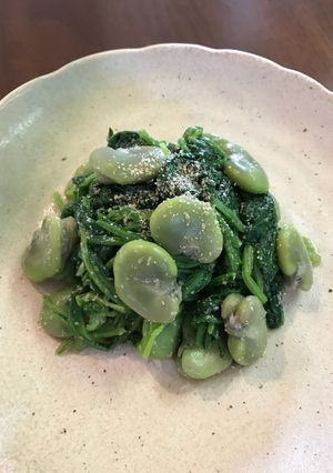 そら豆とほうれん草の胡麻味噌和え-レシピのメイン写真