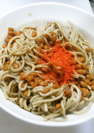 時短簡単ダイエット用ワカメ納豆からめ蕎麦-レシピのメイン写真