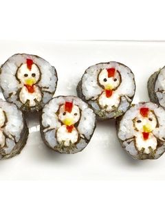 寿司型・模様巻き(ニワトリ行進)-レシピのメイン写真