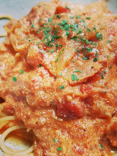 桜えびの豆乳トマトパスタ-レシピのメイン写真