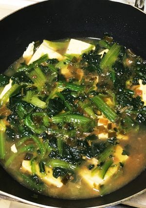豆腐とほうれん草のねぎ味噌炒め煮-レシピのメイン写真