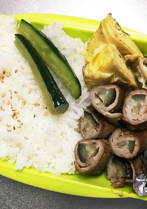 旦那弁当107♥ナスの肉巻き弁当！-レシピのメイン写真