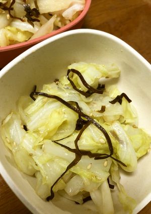 簡単副菜 レンジ蒸しキャベツの塩昆布あえ-レシピのメイン写真