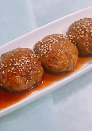 レンコン入り甘酢のシャキシャキハンバーグ-レシピのメイン写真