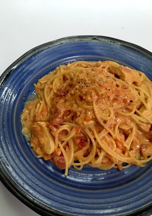 バターチキンカレーの残り物で♪絶品パスタ-レシピのメイン写真