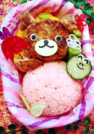 キャラ弁♡あめふりくまのことアジサイ-レシピのメイン写真