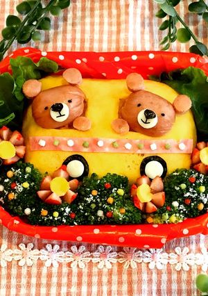 キャラ弁♡遠足バスのクマちゃんズ-レシピのメイン写真