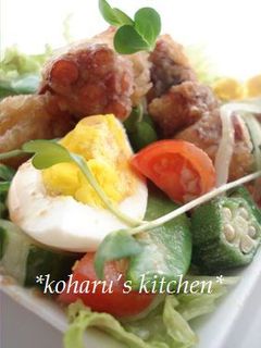 *タコの唐揚げと彩り野菜のごまサラダ*-レシピのメイン写真