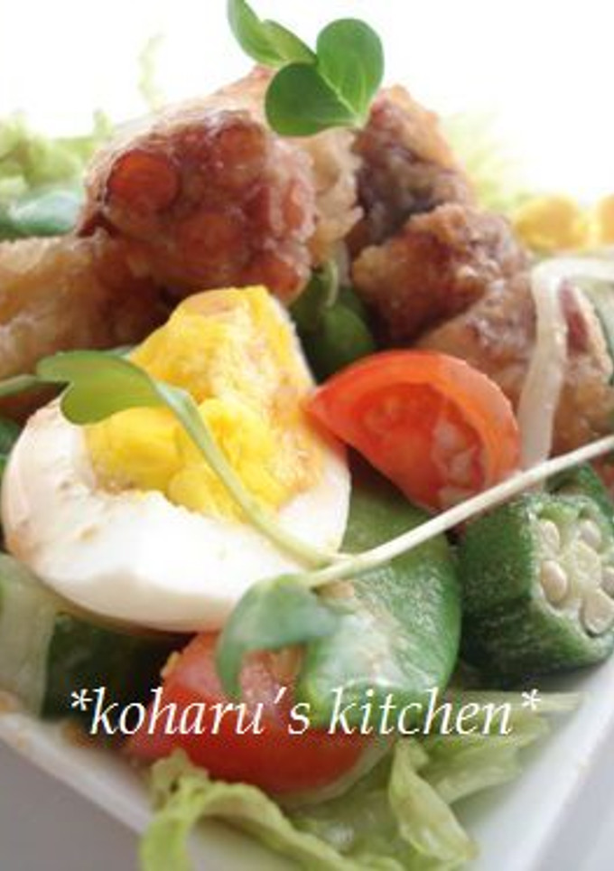 ＊タコの唐揚げと彩り野菜のごまサラダ＊-レシピのメイン写真
