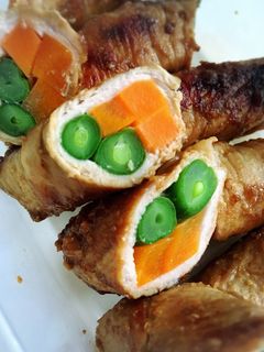 いんげん豆と人参の肉巻き味噌味-レシピのメイン写真