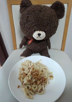 納豆スパ応用編山芋をいれてうまうまうどん-レシピのメイン写真