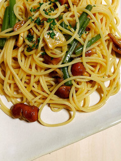 山菜みずとなめこのパスタ-レシピのメイン写真