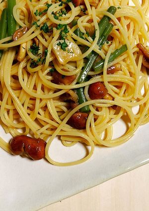 山菜みずとなめこのパスタ-レシピのメイン写真