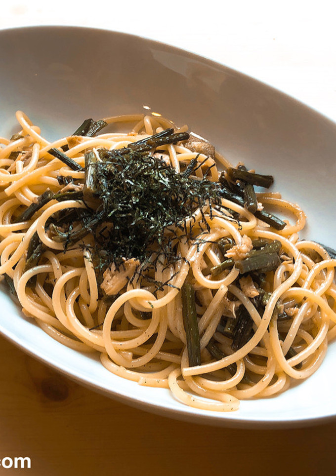 缶詰で簡単！わらびと鮭の和風パスタ-レシピのメイン写真