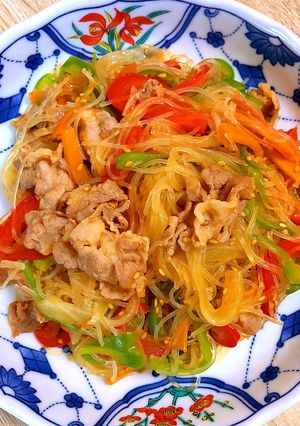 簡単調味料で豚肉のチャプチェ！-レシピのメイン写真