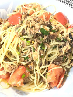 鯖缶とトマトのパスタ-レシピのメイン写真