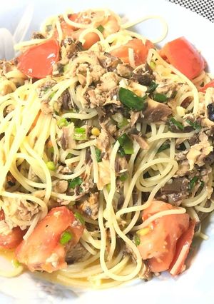 鯖缶とトマトのパスタ-レシピのメイン写真