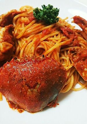 簡単！濃厚ヘラガニのトマトクリームパスタ-レシピのメイン写真