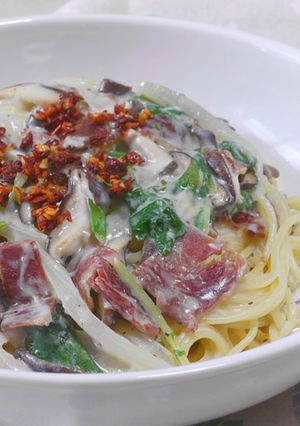 燻製ベーコンのソイクリームパスタ-レシピのメイン写真