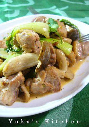 鶏肉と青梗菜としめじのオイマヨすし酢炒め-レシピのメイン写真