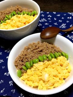 我が家no枝豆と二色丼-レシピのメイン写真