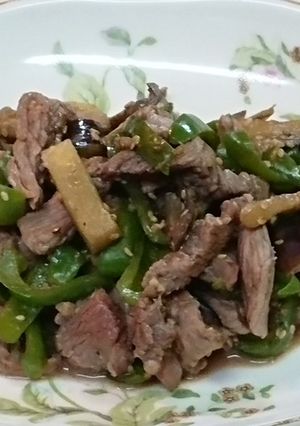ビーフと茄子とピーマンの胡麻味噌炒め-レシピのメイン写真