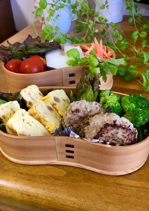 梅干し果肉の卵焼きワッパお弁当-レシピのメイン写真
