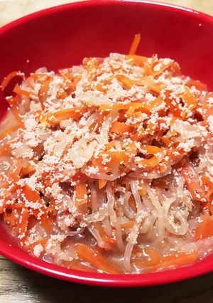 ご飯がススム♡人参としらたきのたらこ和え-レシピのメイン写真