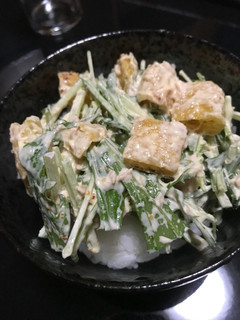 サクサクカリカリ〜水菜と揚げのサラダ丼-レシピのメイン写真