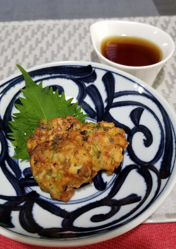 麺つゆで頂く豚と野菜のしんじょう揚げ-レシピのメイン写真