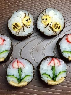 寿司型・模様巻き(野花とミツバチ)-レシピのメイン写真