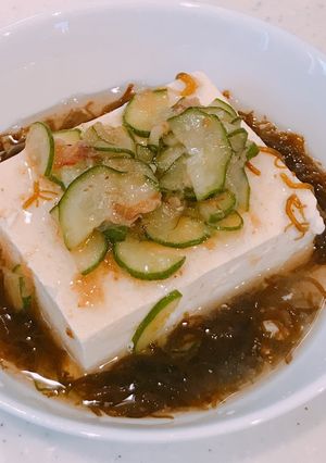 ダイエット朝食！豆腐もずく酢梅キュウリ！-レシピのメイン写真