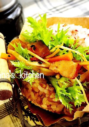 女子高生の洋風きんぴらライスバーガー弁当-レシピのメイン写真