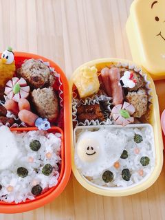 #幼稚園お弁当 簡単かわいい水玉キャラ弁-レシピのメイン写真
