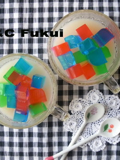 【季節】水ようかん*あじさいの錦玉羹のせ-レシピのメイン写真