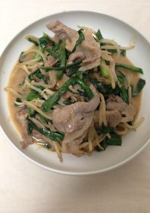 豚バラ肉のニラもやしの甘味噌炒め-レシピのメイン写真