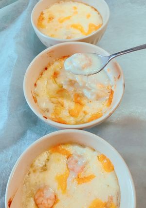 簡単！１つの鍋でエビと玉ねぎのグラタン-レシピのメイン写真