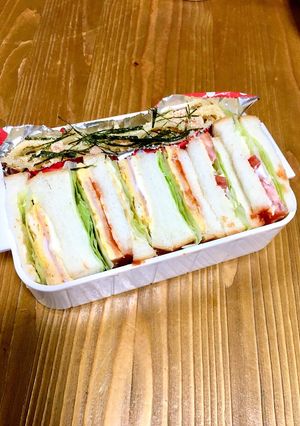 中学生女子 サンドイッチたらこスパ弁当-レシピのメイン写真