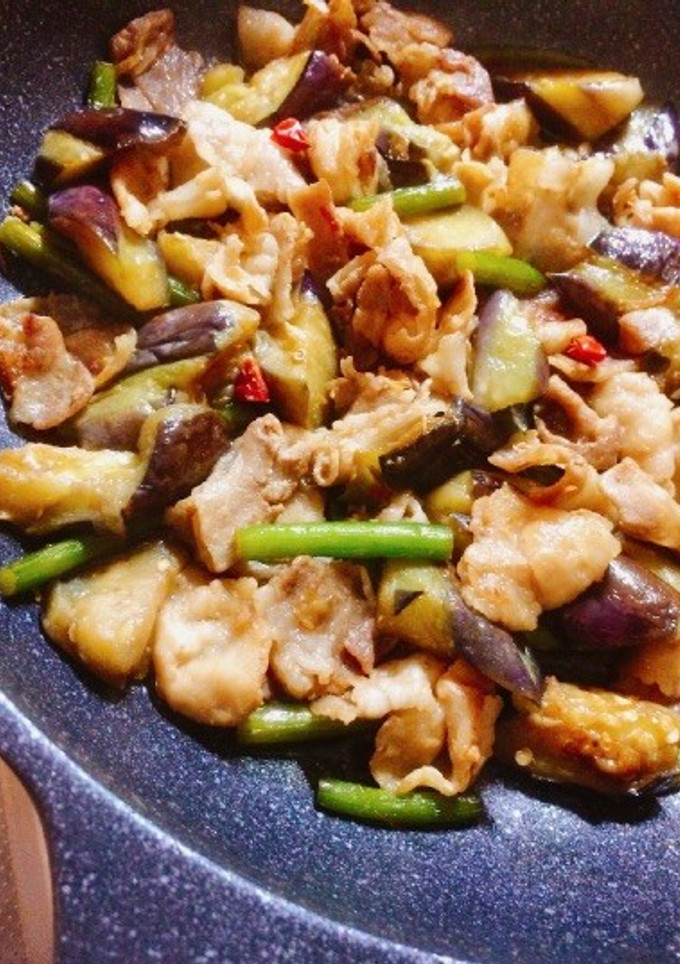 なすとにんにくの芽、豚肉の中華風炒め-レシピのメイン写真