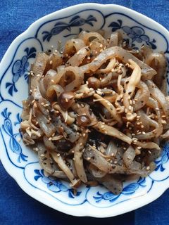 ヘルシーおかず 蒟蒻としめじの甘辛炒め-レシピのメイン写真