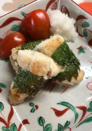 おからパウダーでささ身の梅しそ巻き-レシピのメイン写真
