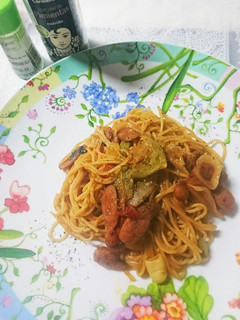 フライパン♥トマトパスタペペロンチーノ風-レシピのメイン写真